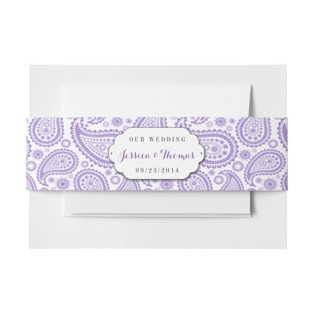 Cintas Para Invitaciones La moderna colección de Bodas Paisley - Púrpura (Anverso Ejemplo)