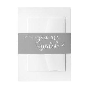 Cintas Para Invitaciones La tipografía es elegante, gris y blanco
