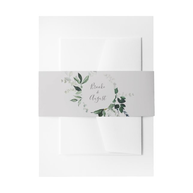 Cintas Para Invitaciones La vegetación esmeralda | Boda gris (Anverso Ejemplo)