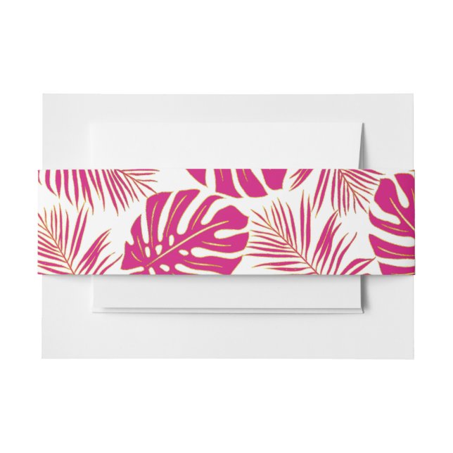 Cintas Para Invitaciones Láminas de palma de monstera rosa magenta tropical (Anverso Ejemplo)