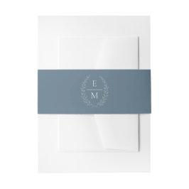 Cintas Para Invitaciones Laurel Dusty Blue Monogram Wedding Band