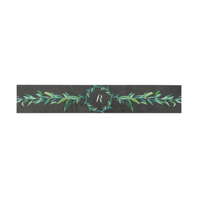 Cintas Para Invitaciones Laurel Wreath Olive Leaf Branch Chalkboard moderno (Superficie plana)