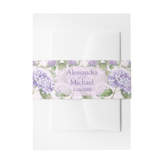 Cintas Para Invitaciones Lavanda acuarela Hidrangea Flores Boda
