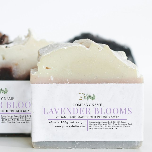 Cintas Para Invitaciones Lavanda de la etiqueta de la banda del Belly de ja (Cosmetic Bar Soap Belly Band Label Wrap Lavender)