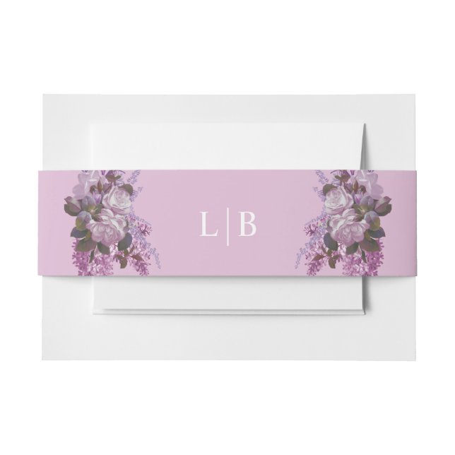 Cintas Para Invitaciones Lavanda, Rosas y Lilacs, Boda (Anverso Ejemplo)