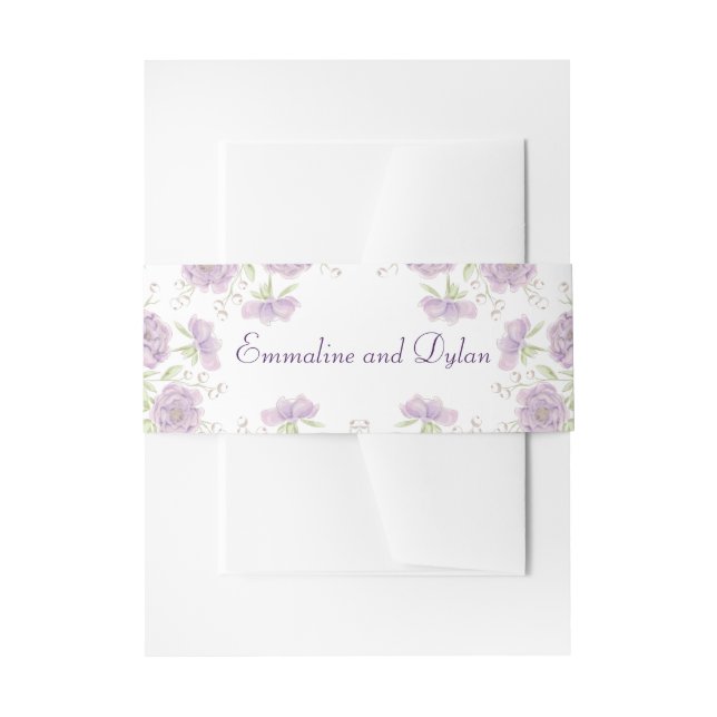 Cintas Para Invitaciones Lavender Purple Rose Wedding (Anverso Ejemplo)