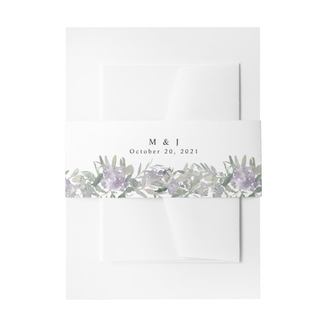 Cintas Para Invitaciones Lavender Wildflower Greenery Boda (Anverso Ejemplo)