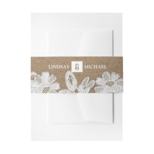 Cintas Para Invitaciones Lazo blanco   Boda de papel Kraft 