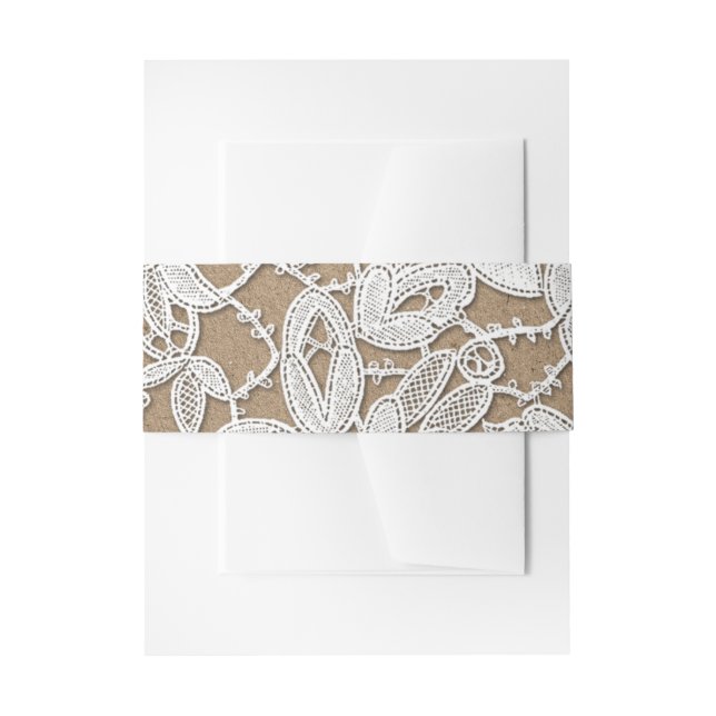 Cintas Para Invitaciones Lazo blanco | Boda de papel Kraft  (Anverso Ejemplo)