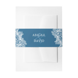 Cintas Para Invitaciones Lazo blanco sobre el Boda azul