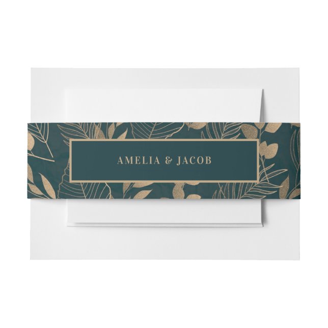 Cintas Para Invitaciones Leaf de oro (Anverso Ejemplo)