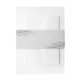 Cintas Para Invitaciones Leaf minimalista | Boda gris dibujado a mano
