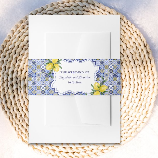 Cintas Para Invitaciones Lemon-Themed Mediterranean Tile Wedding (Subido por el creador)