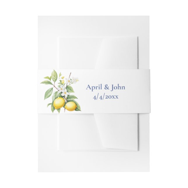 Cintas Para Invitaciones Lemons Wedding Invitation Belly Band (Anverso Ejemplo)