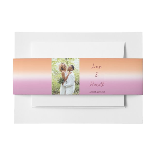 Cintas Para Invitaciones Lesbian Wedding Photo Pride Flag Gradient (Anverso Ejemplo)