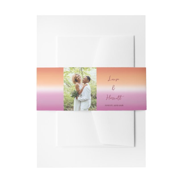 Cintas Para Invitaciones Lesbian Wedding Photo Pride Flag Gradient (Anverso Ejemplo)