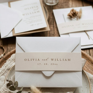 Cintas Para Invitaciones Letra moderna rústica personalizada de boda 