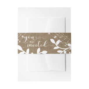Cintas Para Invitaciones Letras de Arpillera Luces y Encaje Usted Está Invi