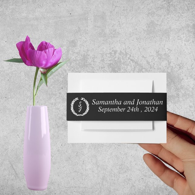 Cintas Para Invitaciones Leyenda monográfica blanca sobre Boda negro (Subido por el creador)