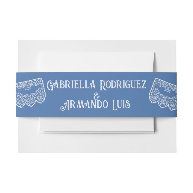 Cintas Para Invitaciones Light Blue Modern Wedding Belly Band (Anverso Ejemplo)