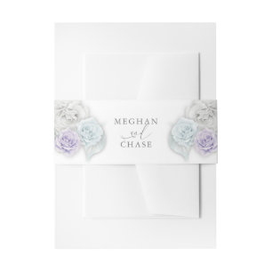 Cintas Para Invitaciones Lilac blanco y Rosas azules bebés