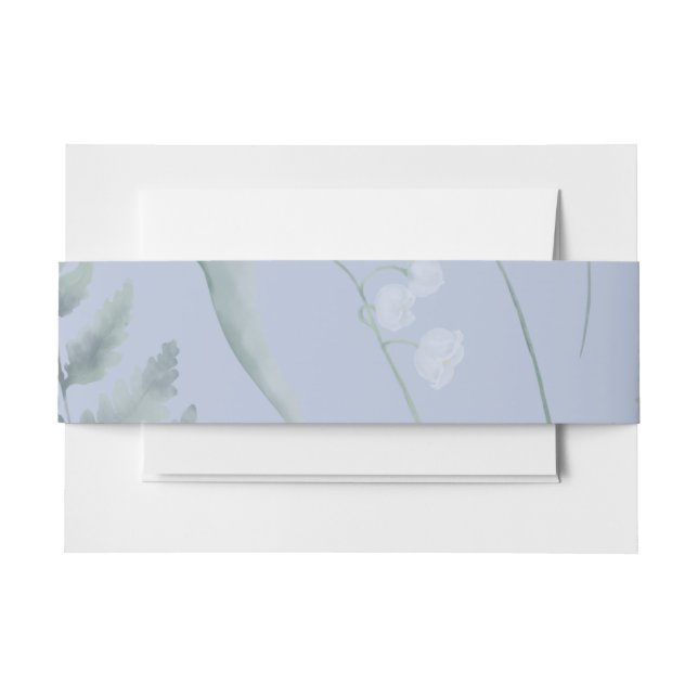 Cintas Para Invitaciones Lily of Valley con Ferns || Azul Claro (Anverso Ejemplo)