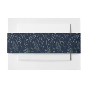 Cintas Para Invitaciones Lily of Valley con Ferns    Azul oscura