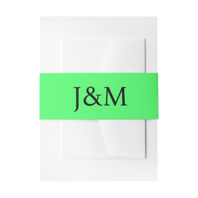 Cintas Para Invitaciones Lime Green Wedding Monogram Belly Bands (Anverso Ejemplo)