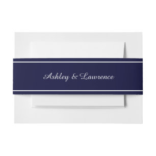 Cintas Para Invitaciones Línea blanca de los azules marinos elegantes