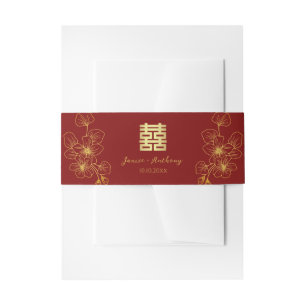 Cintas Para Invitaciones Línea de flor de cerezo doble xi de boda china