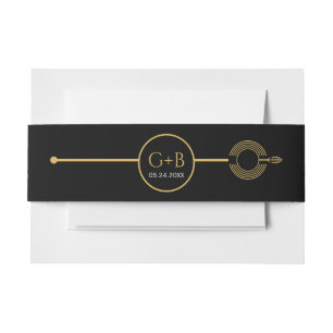 Cintas Para Invitaciones Línea dorada moderna con círculos concéntricos bod