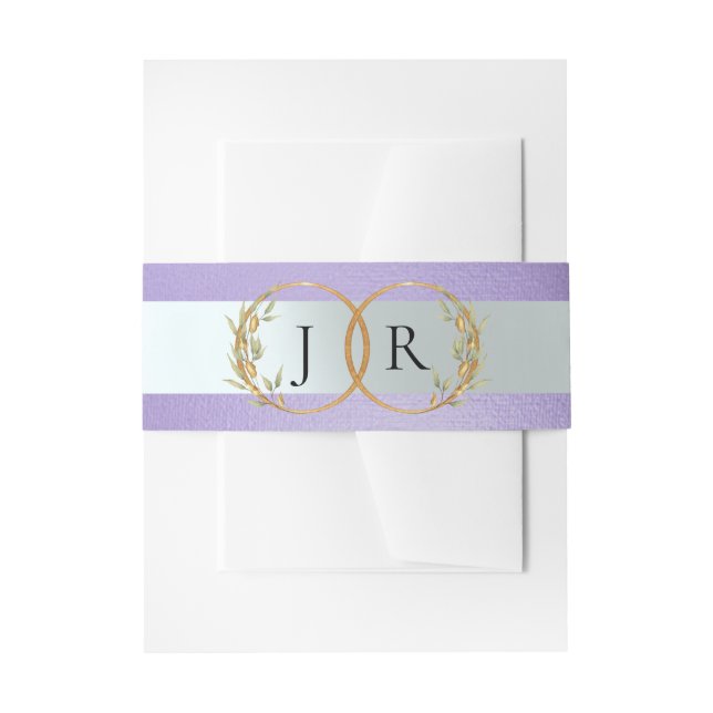 Cintas Para Invitaciones Linked Leaf Monogram - Blue Lilac (Anverso Ejemplo)