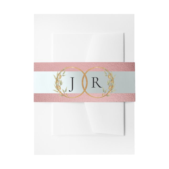 Cintas Para Invitaciones Linked Leaf Monogram - Rose Gold (Anverso Ejemplo)