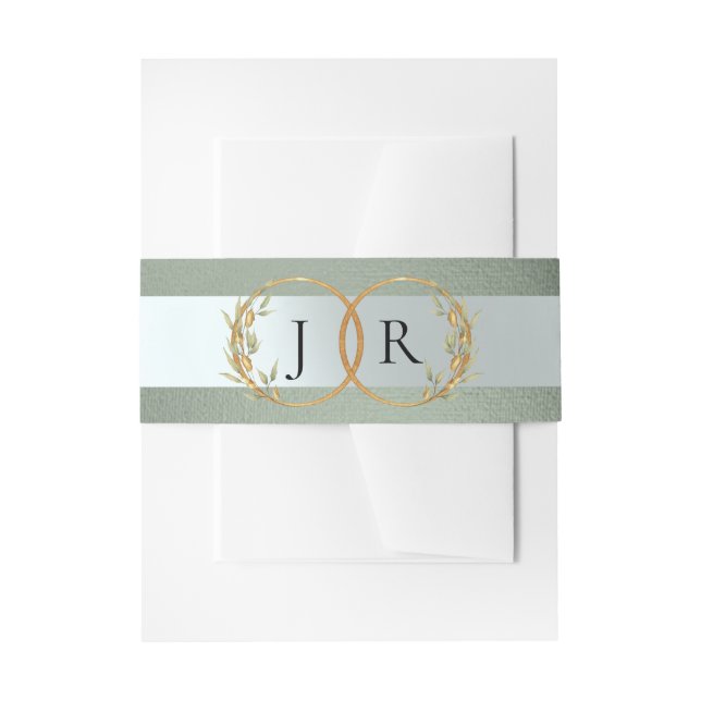 Cintas Para Invitaciones Linked Leaf Monogram - Sage (Anverso Ejemplo)