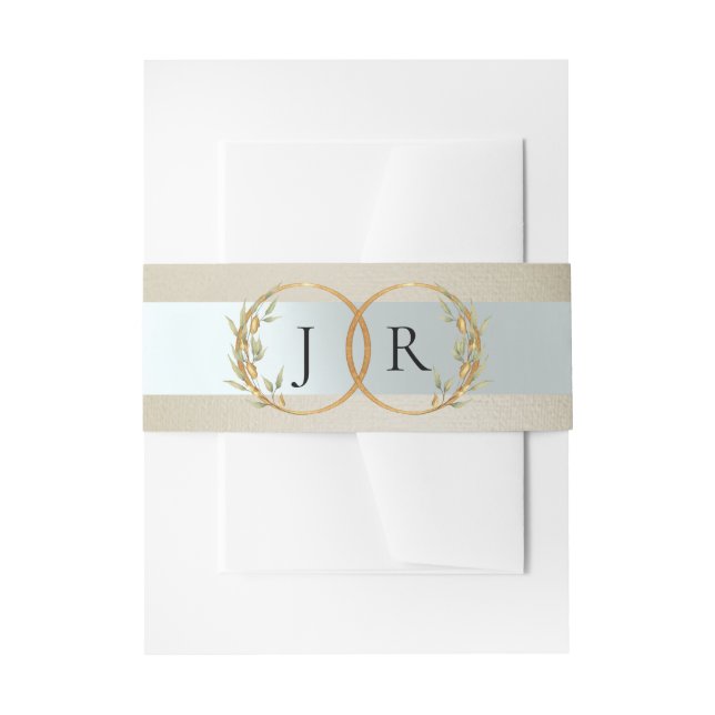 Cintas Para Invitaciones Linked Leaf Monogram - Wheat (Anverso Ejemplo)