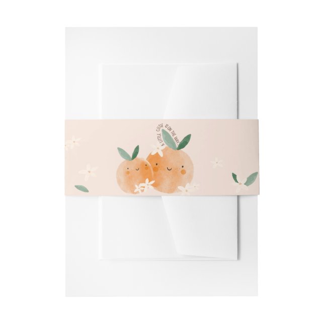 Cintas Para Invitaciones Little Cutie Naranja Citrus Botanus Baby Shower (Anverso Ejemplo)
