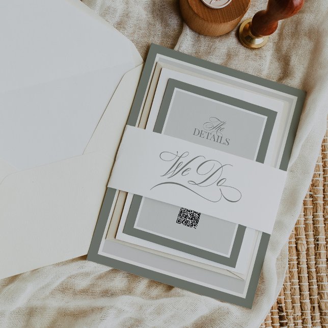 Cintas Para Invitaciones Lo hacemos | Boda de caligrafía blanca y verde sab (Subido por el creador)