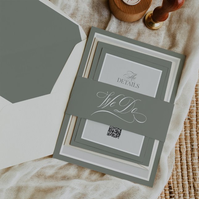 Cintas Para Invitaciones Lo hacemos | Sage Green Calligraphy Luxe Boda (Subido por el creador)