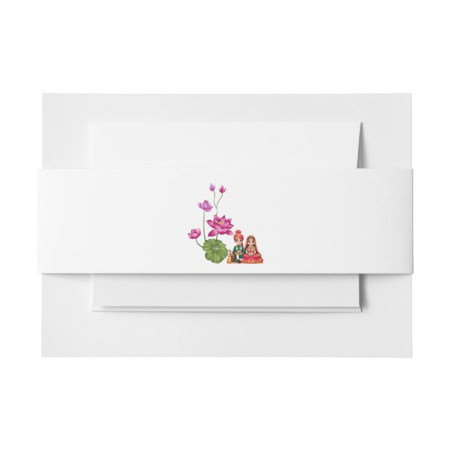 Cintas Para Invitaciones Lotus, novia y novio Falso (Anverso Ejemplo)