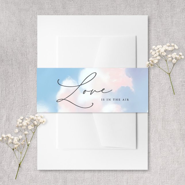 Cintas Para Invitaciones Love Is In The Air Painted Blue Sky Cloud Wedding (Subido por el creador)