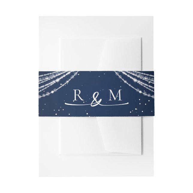 Cintas Para Invitaciones Luces de cadena Boda celeste (Anverso Ejemplo)