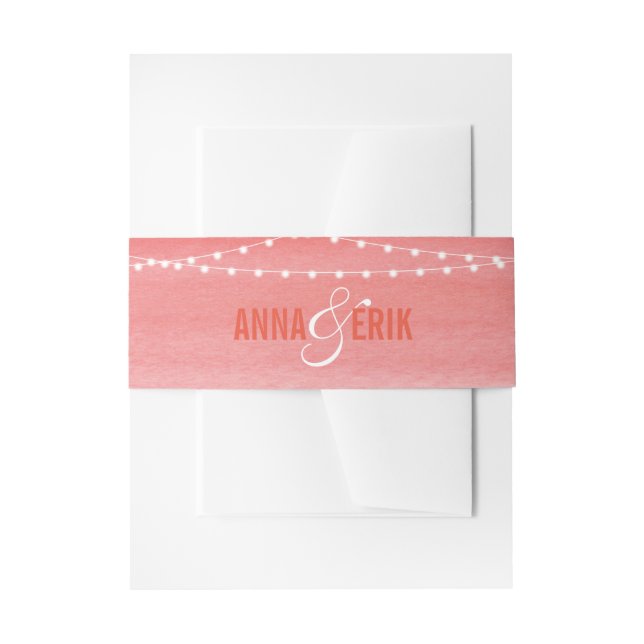 Cintas Para Invitaciones Luces de Cadena de Acuarela de Melocotón (Anverso Ejemplo)