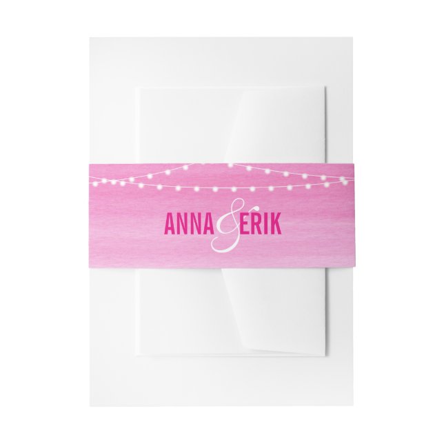 Cintas Para Invitaciones Luces de Cadena de Acuarela Fucsia (Anverso Ejemplo)