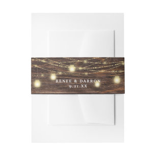 Cintas Para Invitaciones Luces de cadena de leña y mason Jar