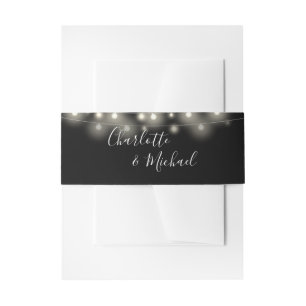 Cintas Para Invitaciones Luces de Cadena en Blanco y Negro con Letra Caract