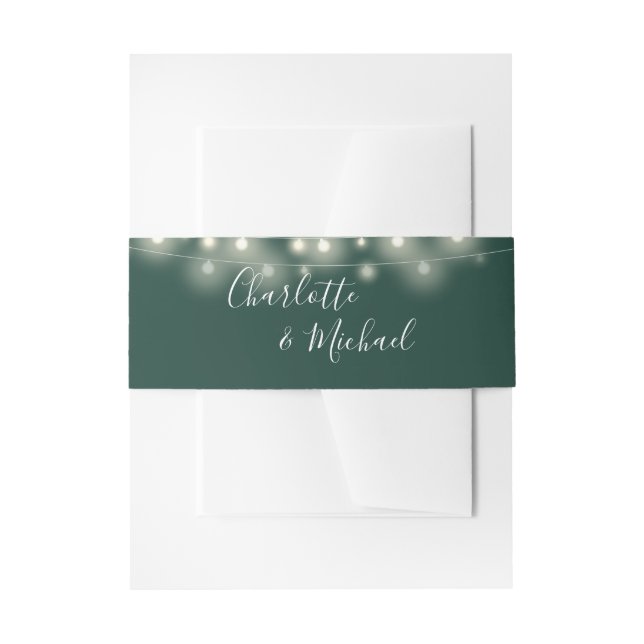 Cintas Para Invitaciones Luces de Cadena Verde Esmeralda con Letra de Firma (Anverso Ejemplo)