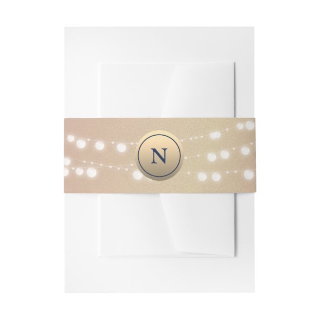 Cintas Para Invitaciones Luces de Cuerda de Oro Rosa en Banda para Invitaci (Anverso Ejemplo)
