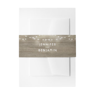 Cintas Para Invitaciones Luces de cuerdas y Boda de madera rústica
