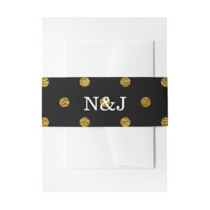 Cintas Para Invitaciones Lunares de pan de oro y negro falso laminado glam