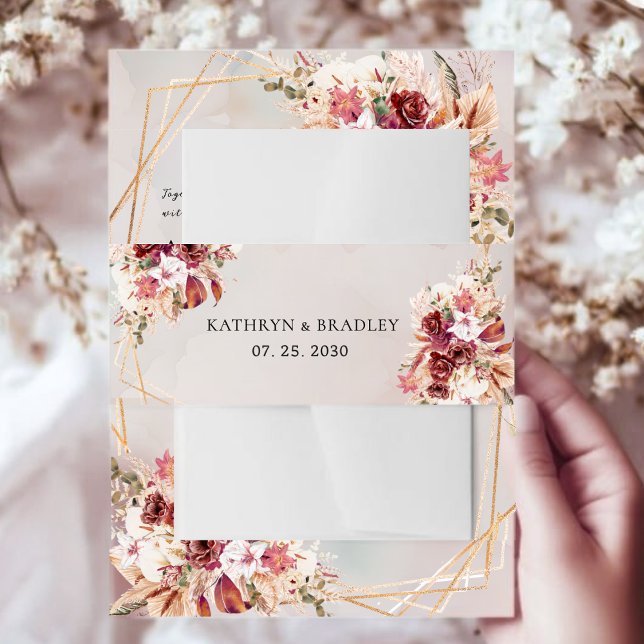 Cintas Para Invitaciones Luxurious White Burgundy Gold Wedding (Subido por el creador)